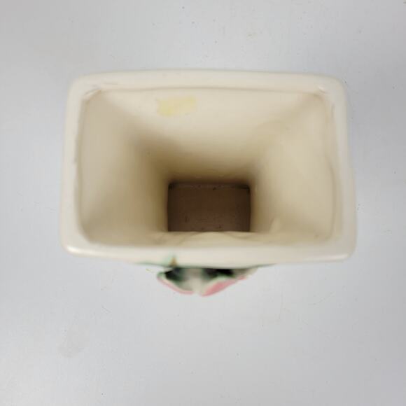 Vintage McCoy Pottery Blossom Time Flower Vase 6.5" Cream Pink 3D Art - Picture 9 of 12